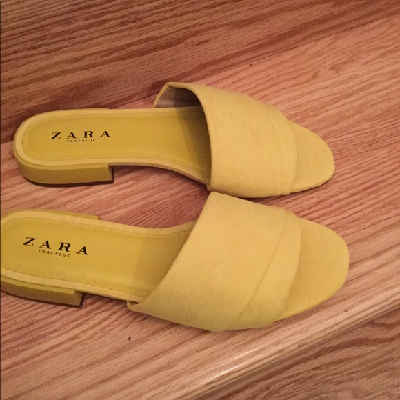 Zara | Shoes | Zara Trafaluc Yellow Suede Slides 9 | Poshmark